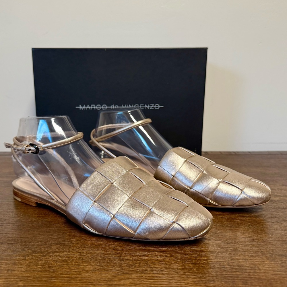 Metallic Leather Marco De Vincenzo Flats - Size 40 EU